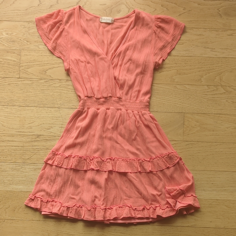 Coral Flutter Sleeve Dress